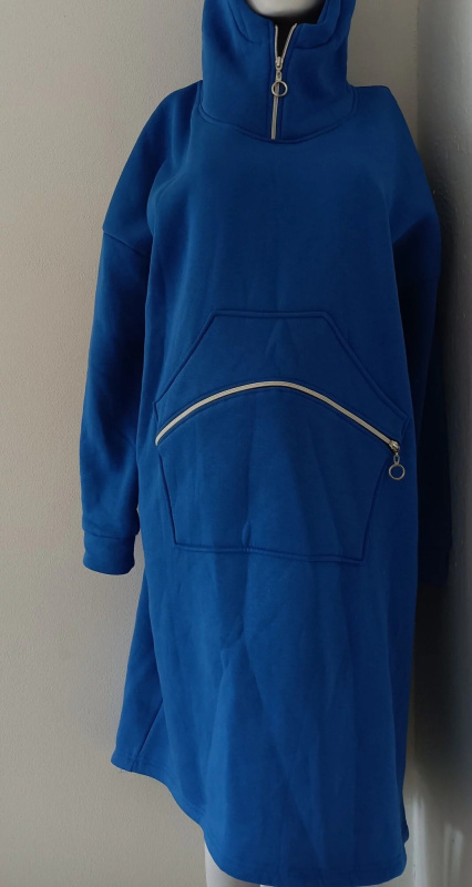 Dámská dlouhá teplá mikina 1111.1 modrá - FPrice UNI