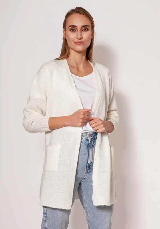 Svetr na zapínání PA013 krémový - MKM XXL/XXXL