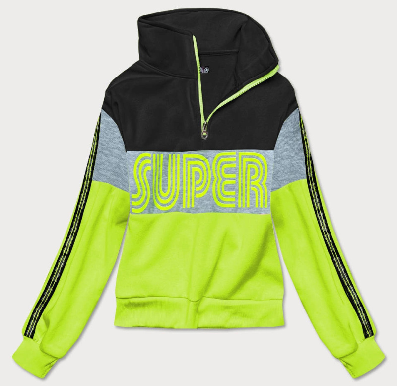 Černo-zelená dámská sportovní mikina (26019) -J.Style černo-zelená XL