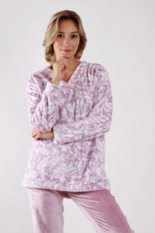 Dámské teplé pyžamo Flora 64569102 - Vestis L lila-bílá