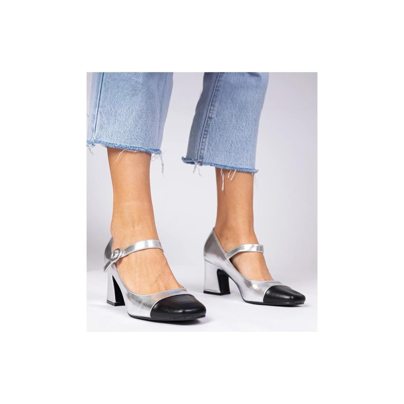 Dámské sandály Gemre H8-555 stříbrno-černé - Joia 38