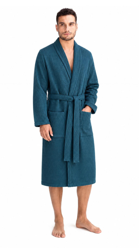 Pánský vaflový župan 2125 6430 Saimaa Teal - Vestis XXL