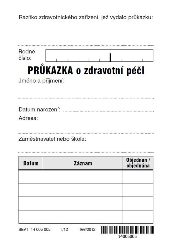 Průkazka o zdravotní péči