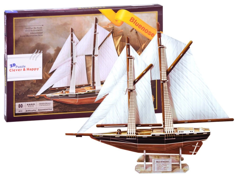 Puzzle 3D plachetnice BLUENOSE 80 dílků ZA2906