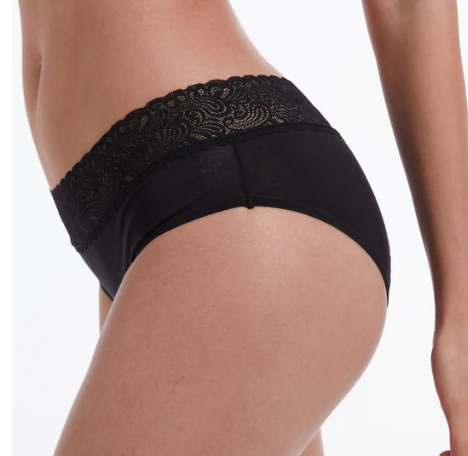 BODYLOK Menstruační kalhotky Krajka Hi-Waist černá - silná menstruace Velikost: 2XL