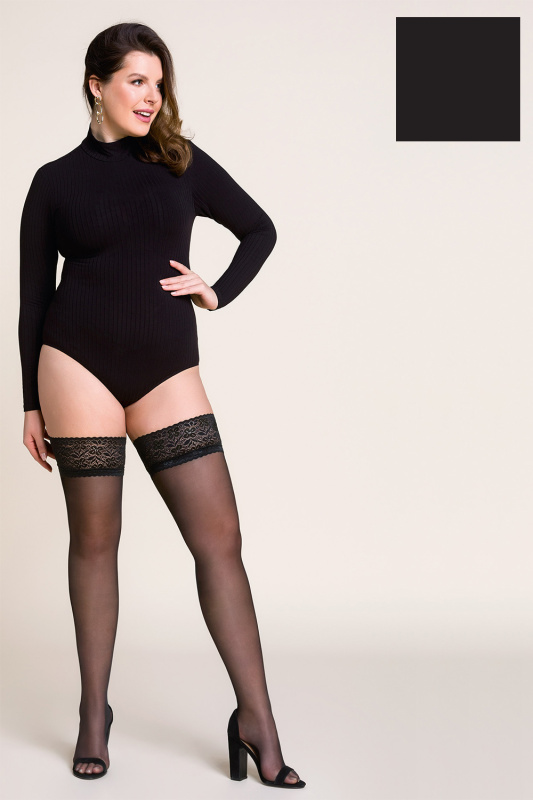 Samodržící punčochy Gabriella Calze 15 DEN Plus Size code 164 Barva: Černá, Velikost: 5/6-XL/2XL