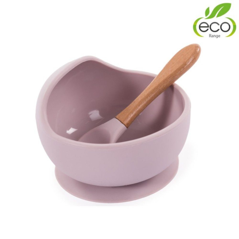 Bo Jungle silikonová miska s přísavkou a lžičkou Pastel Pink