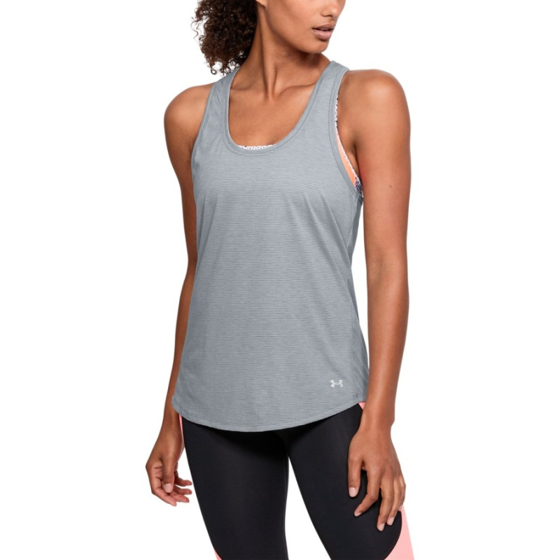Dámské funkční tílko Under Armour Threadborne Streaker Tank Steel Light Heather M