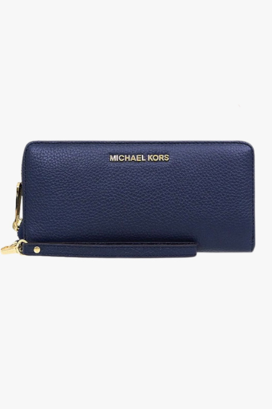 Michael Kors Jet set travel LG TRVL CONTINENTAL dámská kožená peněženka tmavě modrá - zlatá