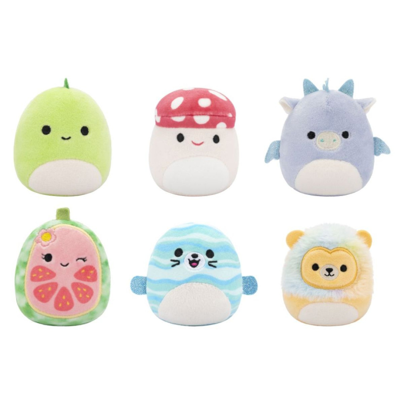 Squishmallows Micromallows 6Pack - Lev, Dinosaur, Kvajáva, Hříbek, Drak, Tuleň