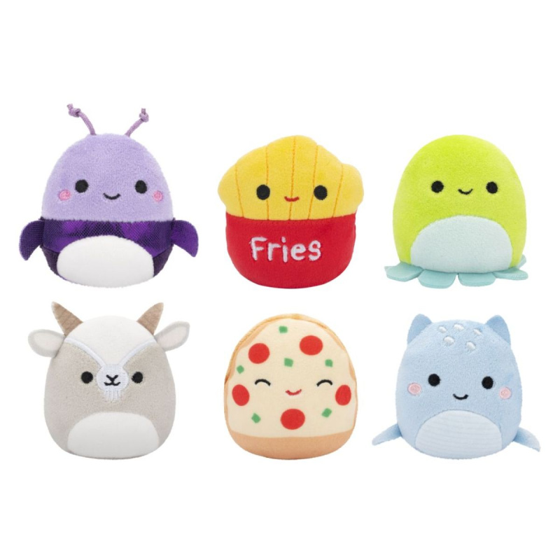 Squishmallows Micromallows 6Pack - Lochneska, Chobotnice, Hranolky, Pizza, Kozel, Brouk