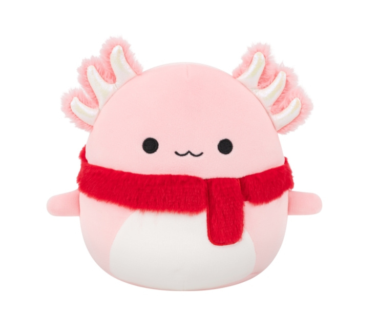 Squishmallows růžový axolotl s šálou - archie, 30 cm