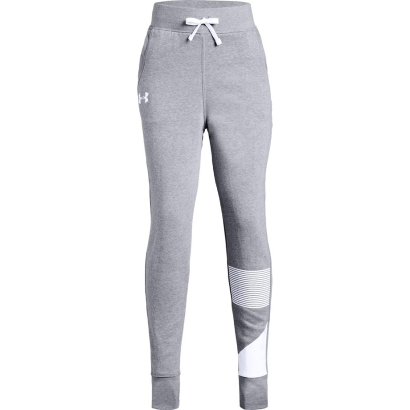 Dívčí tepláky Under Armour Rival Jogger Steel Light Heather/White YS