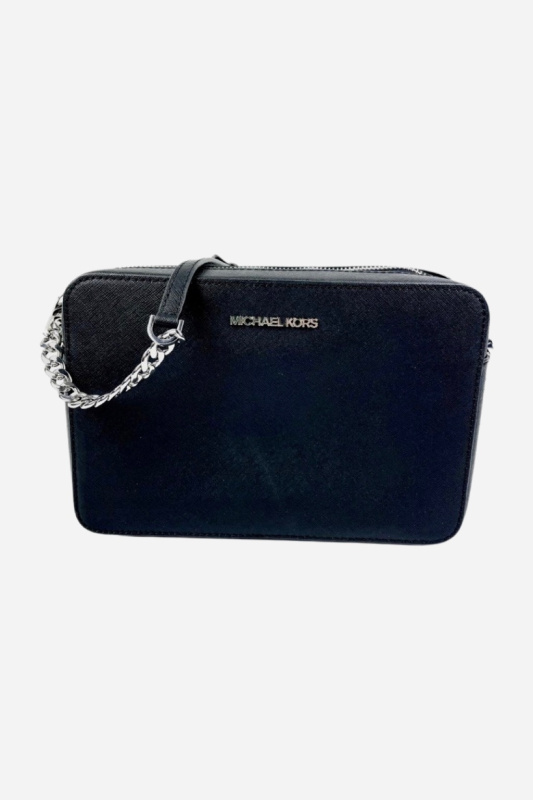 Michael Kors JET SET ITEM crossbody LG EW černá/stříbrná dámská kabelka