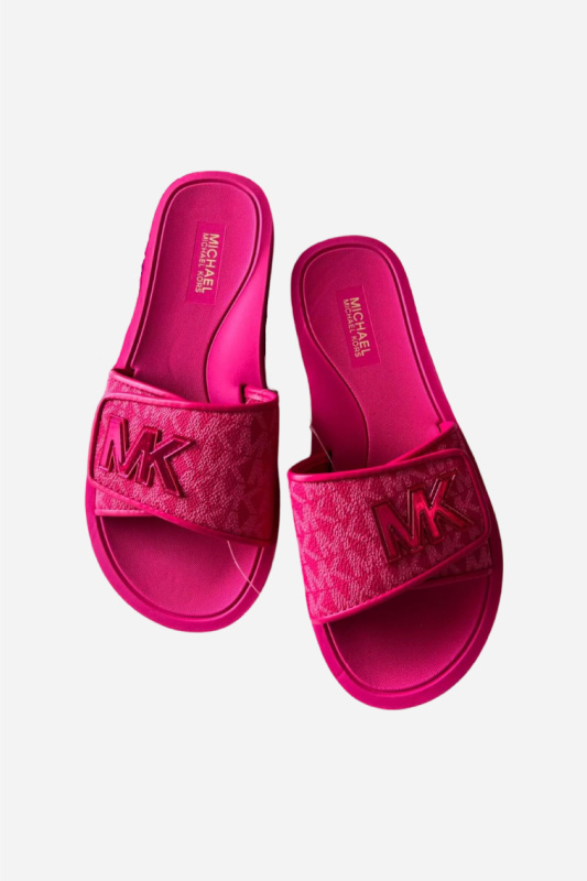 Michael Kors Palmer slide electric pink monogram dámské pantofle s lemem Velikost: 39