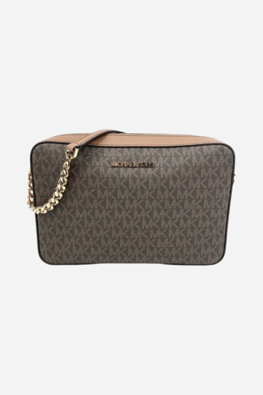 Michael Kors JET SET ITEM crossbody LG EW brown monogram dámská kabelka