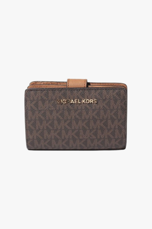 Michael Kors Jet set travel BIFOLD medium dámská peněženka hnědá s monogramem