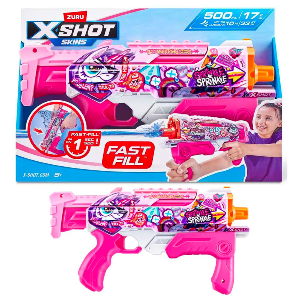 ZURU X-SHOT Vodní pistole Skins Hyperload Fast fill růžová
