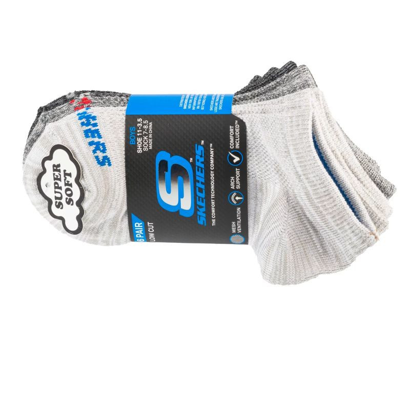 Skechers 6ks Chlapecké ponožky bez froté S112222-GRY Grey 31-34 31-34