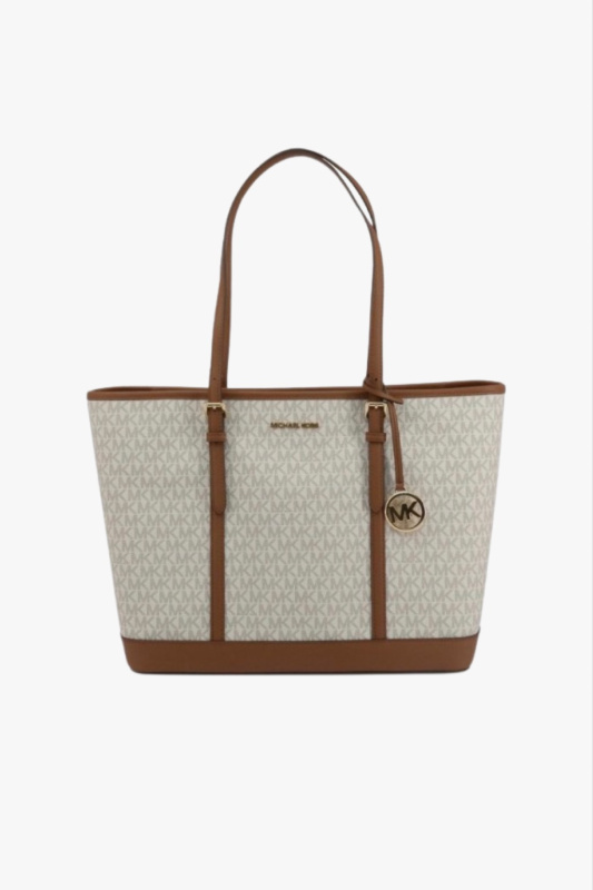 Michael Kors Jet Set Travel LG TZ Shldr Tote vanilla monogram dámská kabelka