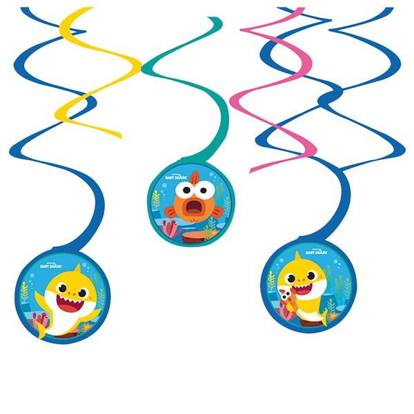 Spirály Baby Shark - 6 ks, mix motivů AMSCAN