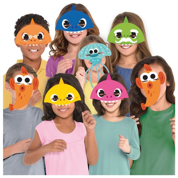 Papírové masky Baby Shark - mix 8 motivů AMSCAN