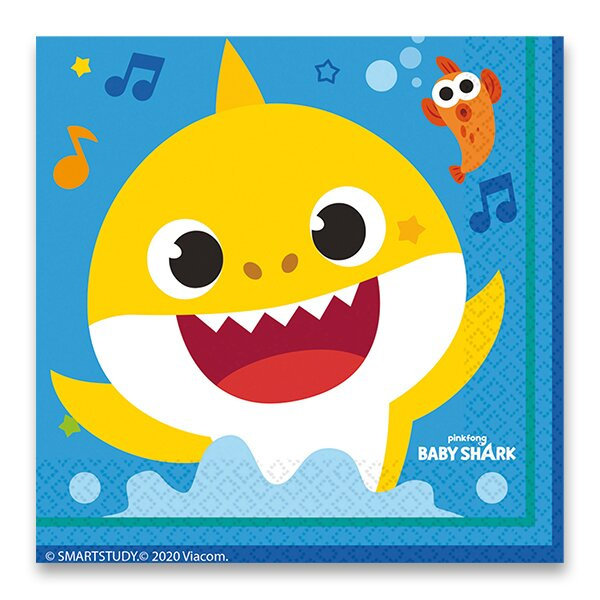 Papírové ubrousky Baby Shark - 33 x 33 cm, 16 ks AMSCAN