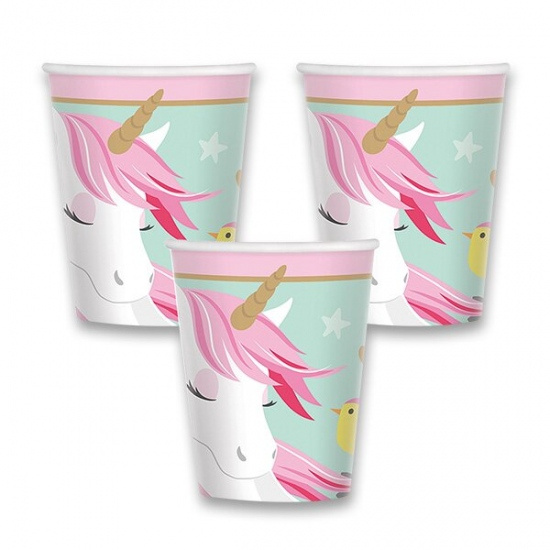 Papírové kelímky Jednorožec - objem 0, 25 l, 8 ks