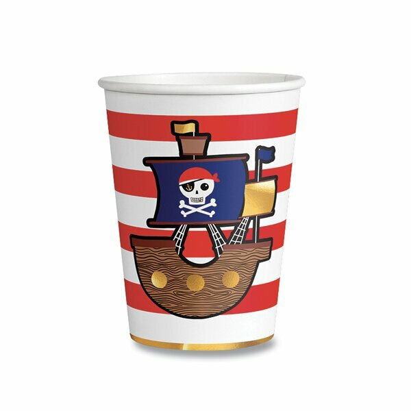 Papírové kelímky Pirates Map objem 0,25 l, 8 ks AMSCAN