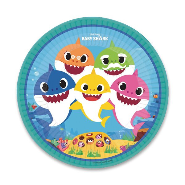 Papírové talířky Baby Shark - průměr 23 cm, 8 ks AMSCAN