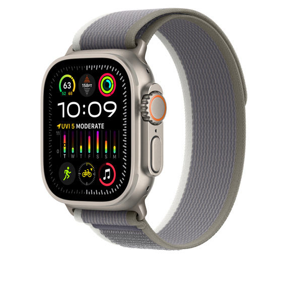 Apple Watch 44/45/49 mm zeleno-šedý Trailový tah – S/M MT5Y3ZM/A