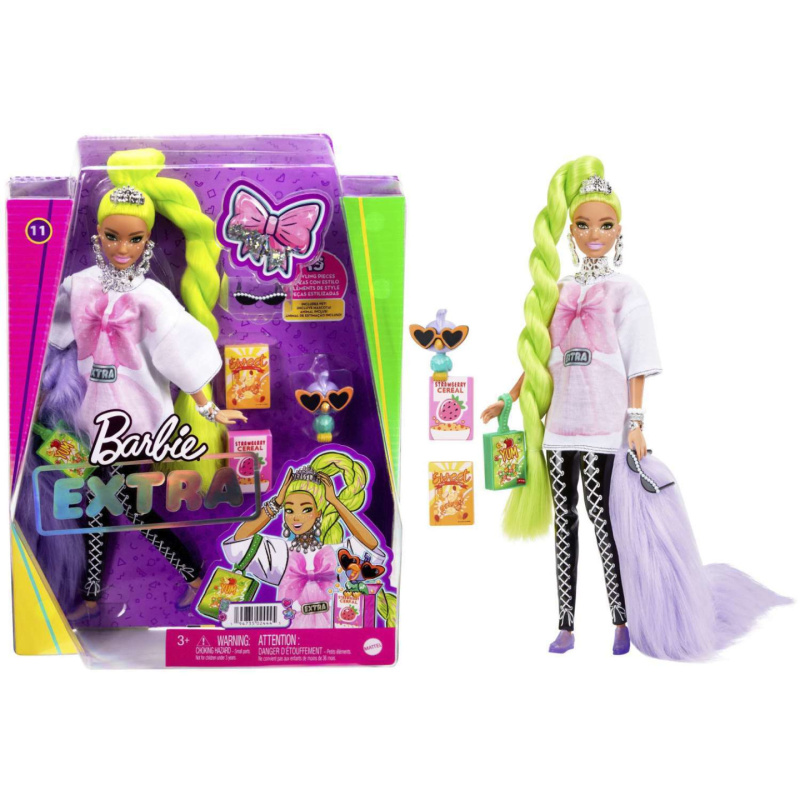 Barbie extra neonově zelené vlasy, mattel hdj44