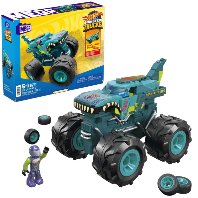 Hot wheels mega construx mega wrex monster truck, mattel hdj95