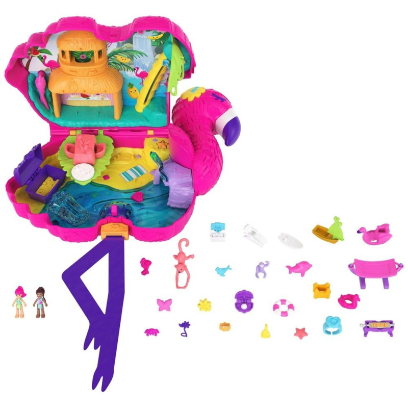 Polly pocket velký přenosný set  plameňák, mattel hgc41