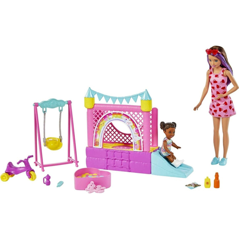 Mattel barbie® skipper™ chůva se skákacím hradem, hhb67
