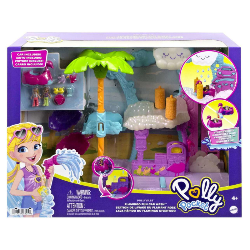 Mattel polly pocket pollyville zábavná automyčka plameňák, hhj05