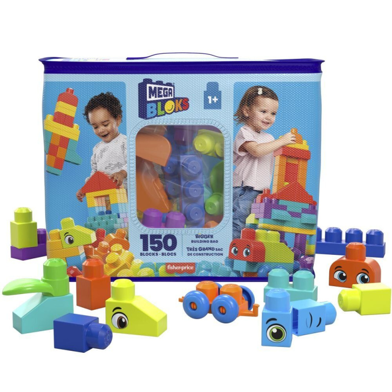 Mega Bloks pořádně velký pytel kostek modrý 150 ks HHM96