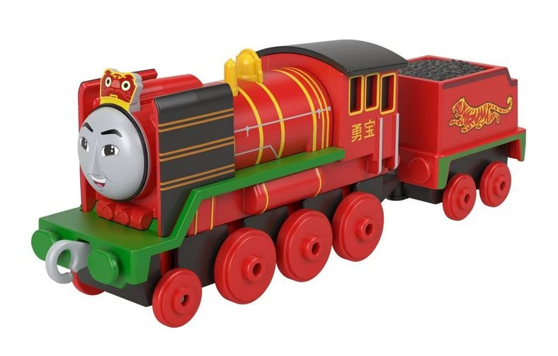 Tomáš a přátelé tahací kovová mašinka s vagónem yong bao, mattel hhn39