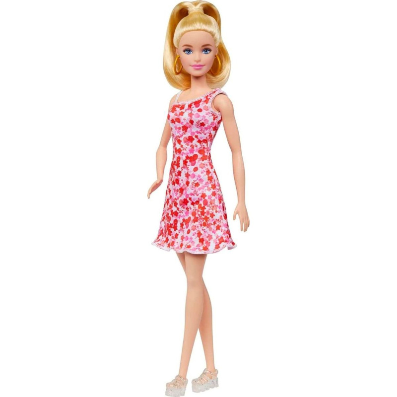 Mattel Barbie modelka růžové květinové šaty