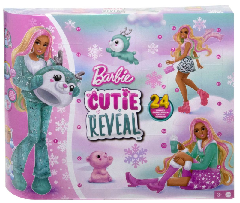 Mattel barbie® cutie reveal™ adventní kalendář, hjx76