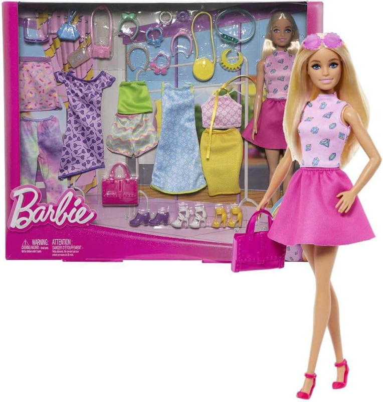 Mattel barbie® deluxe set oblečení a bot s panenkou barbie, hkb07