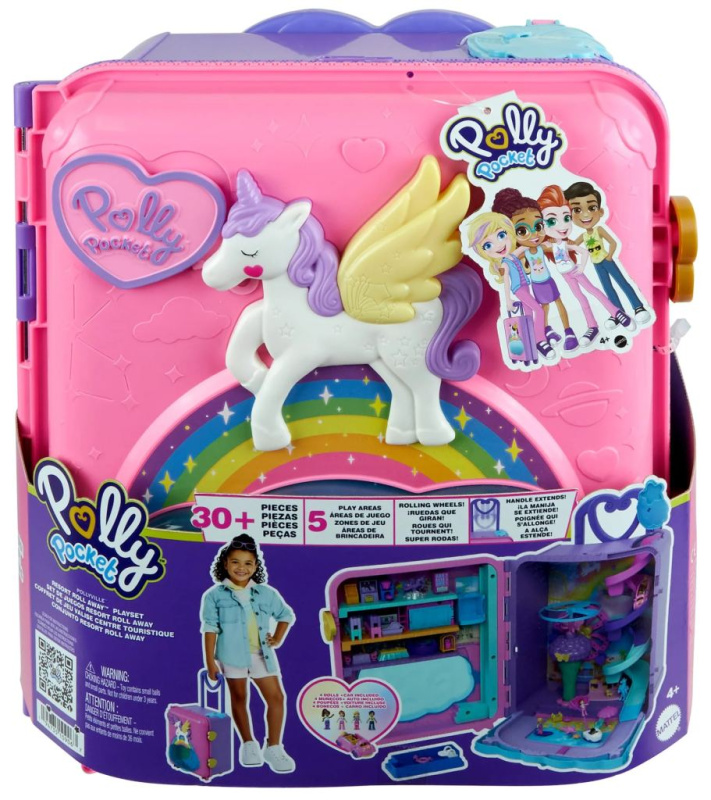Polly Pocket Prázdninové letovisko v kufříku, 4 pidi panenky, doplňky HKV43
