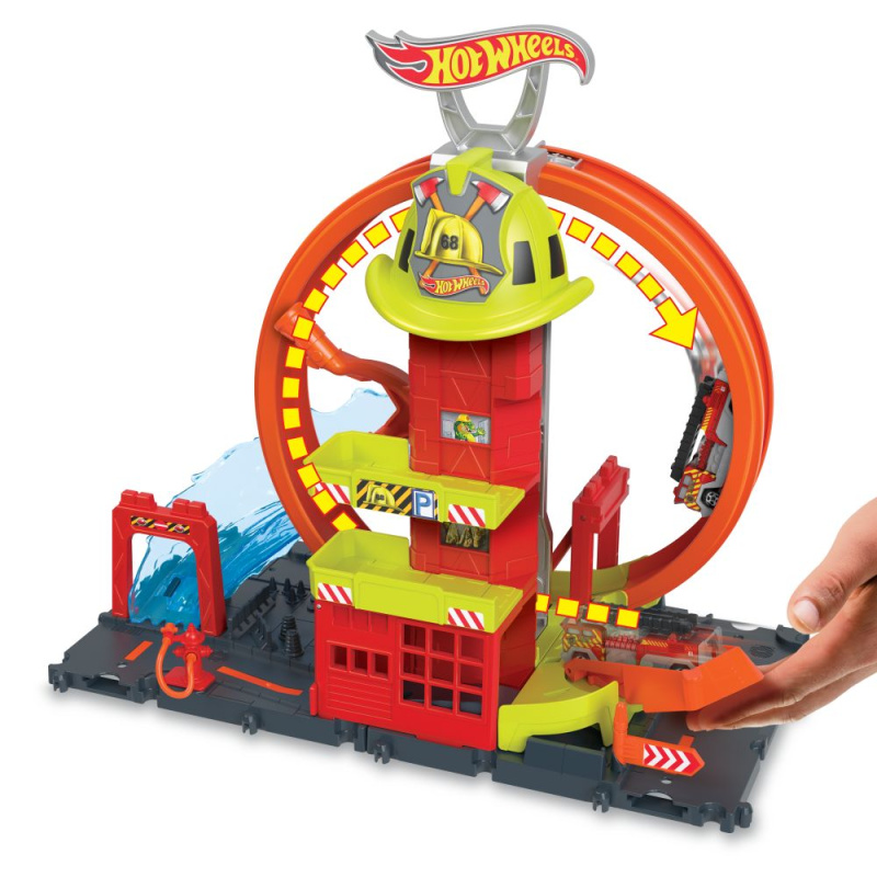Mattel hot wheels city super hasičská stanice se smyčkou, hkx41