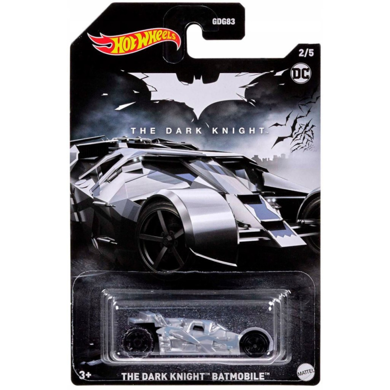 Hot wheels® the dark knight™ batmobile™ stříbrný angličák 1:64 hlk45