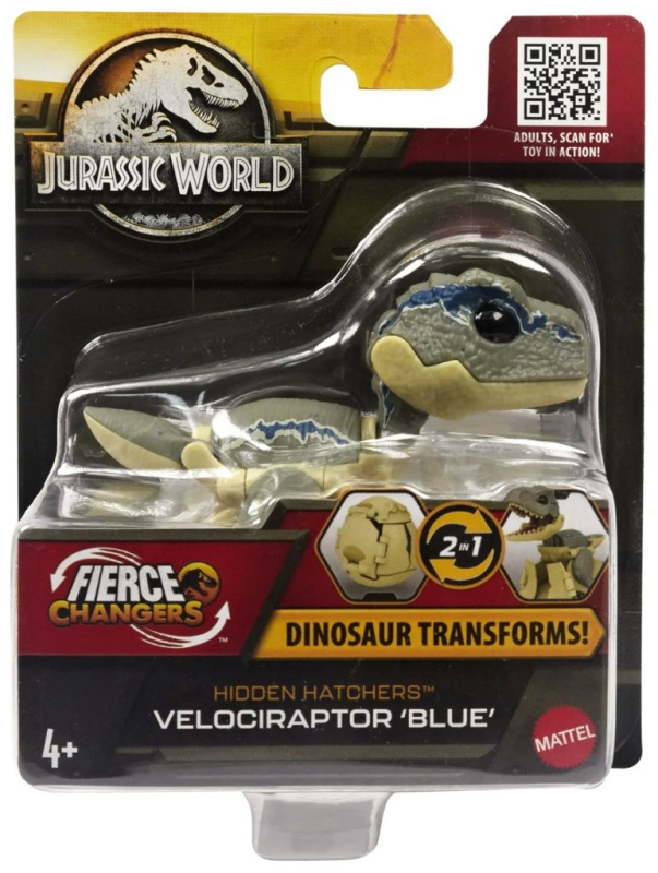 Mattel jurský svět dinosauří transformující se vajíčko velociraptor blue, hlp01