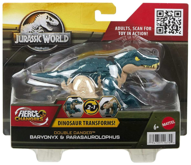 Mattel jurský svět dinosaurus s transformací baryonyx a parasaurolophus, hlp09