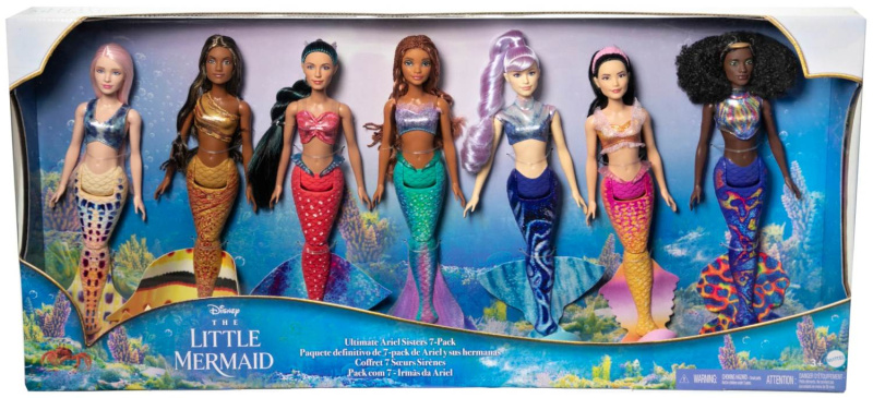 Mattel disney the little mermaid sada 7 ks panenek sestřiček hlx18