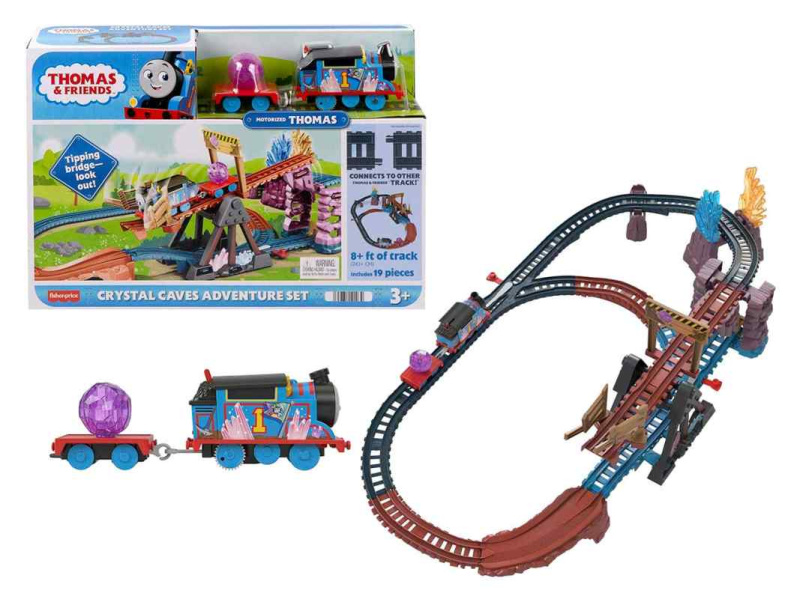 Tomáš a přátelé křišťálové dobrodružství vláčkový set s motorovou mašinkou, mattel hmc28