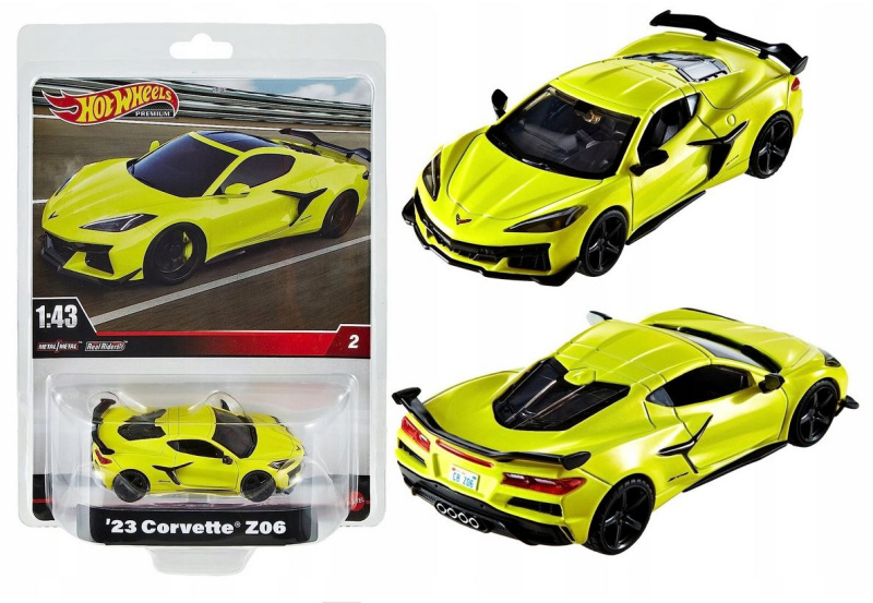 Mattel hot wheels prémiové auto 1:43 '23 corvette z06, hmd48