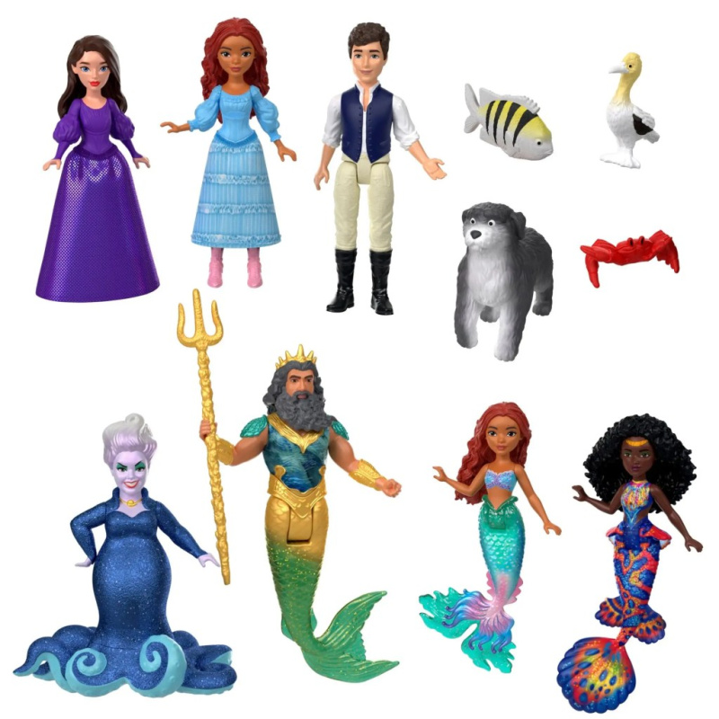 Mattel disney the little mermaid sada malých panenek a kamarádů ze země a moře hnd30
